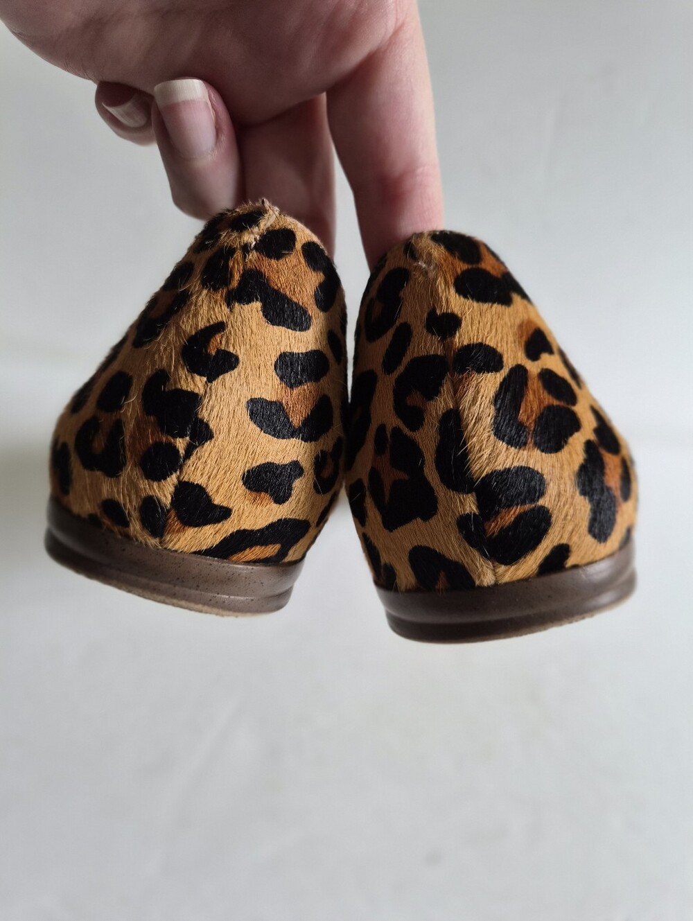 J.Crew Morgan Leopard Calf Hair Peep Toe Flats Size 9.5 Brown Tan Animal Print - Picture 10 of 16